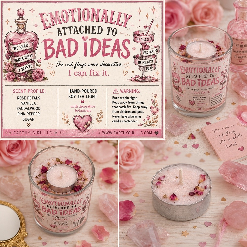 Emotionally Attached To Bad Ideas Tea Light‎ Candle Set